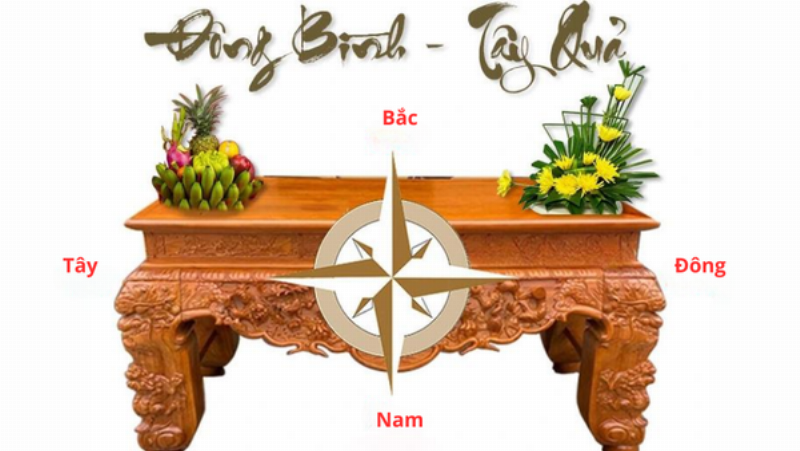 Vị trí chuẩn của mâm ngũ quả trên bàn thờ gia tiên đảm bảo tính thẩm mỹ và tâm linh.